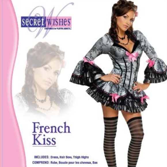 Secret Wishes Dresses French Kiss Costume Set W Thigh Highs And Bow